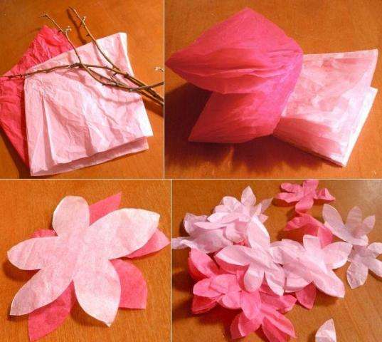 Det bløde papir foldes i firkanter, indtil der dannes et par folder.