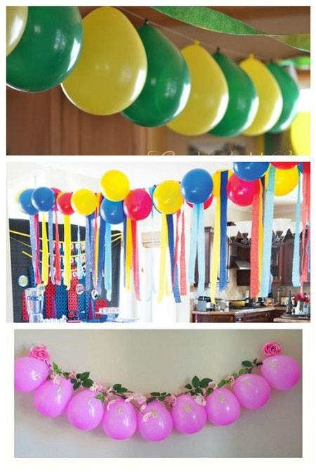 hvordan man dekorerer et værelse med balloner uden helium