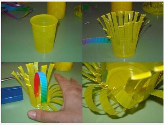 Stadier af fremstilling af kurve af plastikkopper