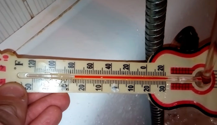 meranie teploty vody v strednom režime prietokového ohrievača vody