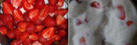 Περάστε από τις φράουλες έτσι ώστε να συναντήσετε μόνο τα ίδια μούρα. Τα μεγάλα μπορούν να κοπούν στη μέση με ένα μαχαίρι.